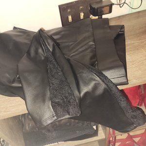 Faux Leather & Lace Side Pants